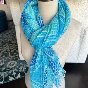Blue and Turquoise Patterned Scarf
